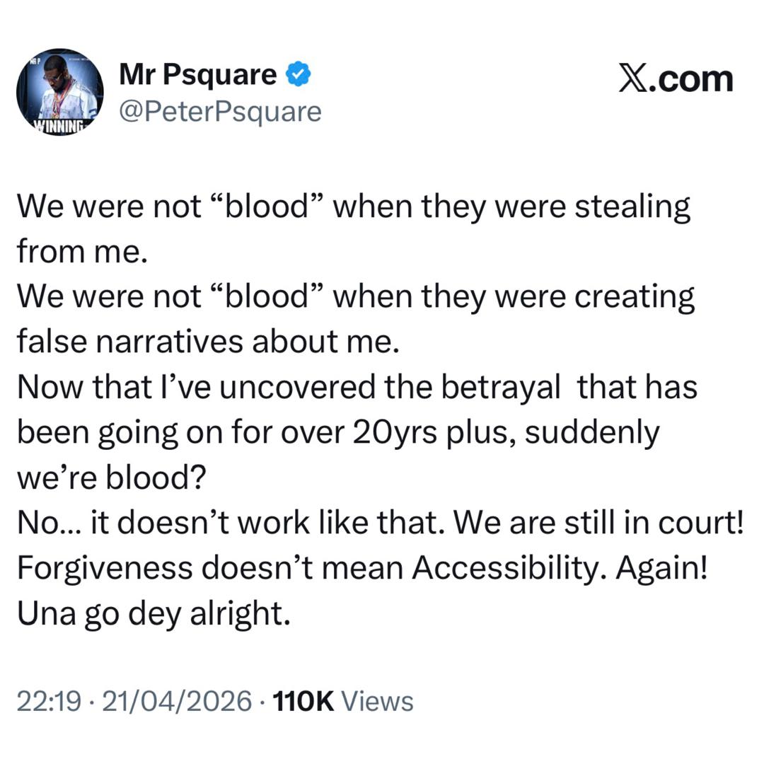 I discovered the name - Peter Okoye responds to X-user who asked him to drop the PSquare name after changing his birthday